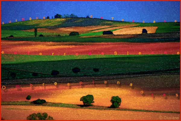 Ombres planantes sur rêve de Toscane en terre de Sienne